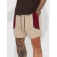 Mens Ethnic Ribbon Color Block Stitching Loose Drawstring Shorts