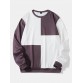 Mens Color Block Crew Neck Preppy Pullover Sweatshirts