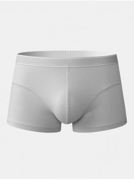 Mens Solid Color Seamless Breathable Underwear U Convex Pouch Cotton Boxers