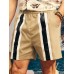 Men Striped Print Belted Wide Legged Above Knee Length Casual Shorts