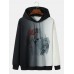 Mens Fish Spray Printed Long Sleeve Hooded Sweatshirts