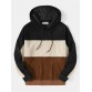 Mens Colorblock Quarter Corduroy Kangaroo Pocket Long Sleeve Hoodies