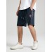 Mens Ethnic Geometric Pattern Embroidered Cotton Loose Drawstring Shorts