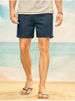 Men Solid Ribbed Belted Multi Pocket Stick Casual Mid Length Shorts