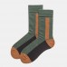 Men Long Socks Dark Green Designer Lines Contrast Color Tube Cotton Socks