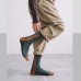 Men Long Socks Dark Green Designer Lines Contrast Color Tube Cotton Socks